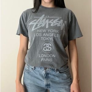 Grey Stussy short sleeve tee